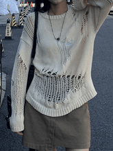 Distressed Crochet Knit Sweater - HouseofHalley