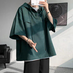 Drawstring Hooded Oversized T-Shirt