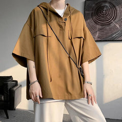 Drawstring Hooded Oversized T-Shirt