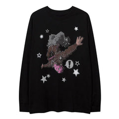 Falling Stars Loose Long-Sleeved T-Shirt