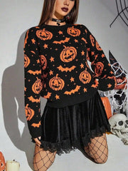Gothic Pumpkin Bat Knitted Sweater