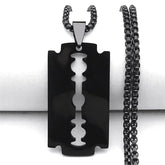 Gothic Razor blade pendant - black