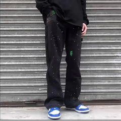 Graffiti Ink Painted Wide Leg Pant