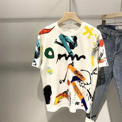 Graffiti Pattern Knitted T-Shirt