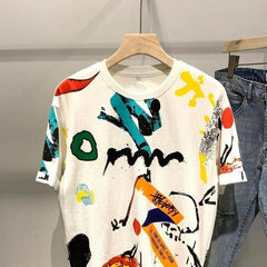 Graffiti Pattern Knitted T-Shirt