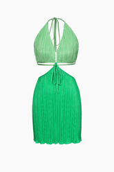 Halter Cut Out Plisse Mini Dress - HouseofHalley