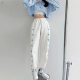 Heart Embroidery High Waist Sweatpants