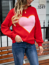 Women's love round neck knitted Heart pullover sweater