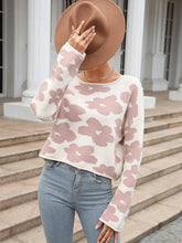 Women's floral round neck knitted pullover sweater