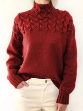 Womens Fashion Sweater Casual long-sleeved turtleneck solid color sweater pullover top