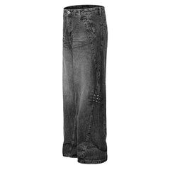 Rivet Loose Wide-leg Long Jeans