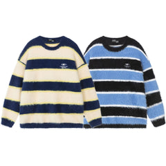 Casual Crewneck Fuzzy Sweater