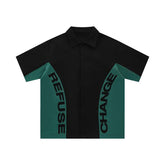 Y2K "Refuse Change" Patchwork Shirt