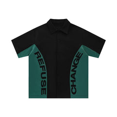 Y2K "Refuse Change" Patchwork Shirt