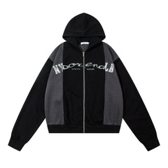 Contrast Color Zipper Hoodie