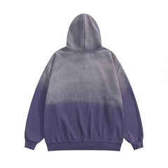 Print Washed Loose Hoodie