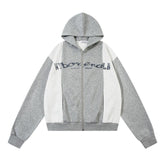Contrast Color Zipper Hoodie