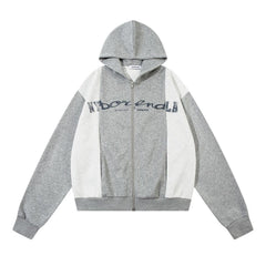 Contrast Color Zipper Hoodie