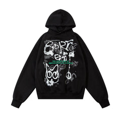 Diamond Cat Grafitti Oversized Hoodie
