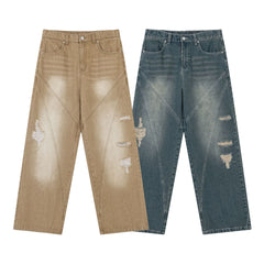 Washed Ripped Vintage Loose Jeans