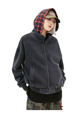 Fake Two-Piece Plaid Heavy Jacket