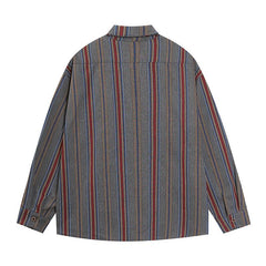 Figure Embroidered Vertical Stripes Shirt