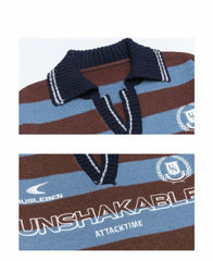 Contrast Color Striped Wool Sweater