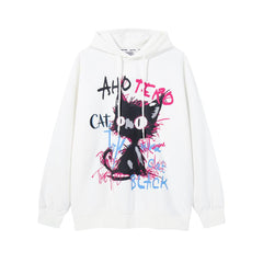 Distressed Cat Loose Hoodie