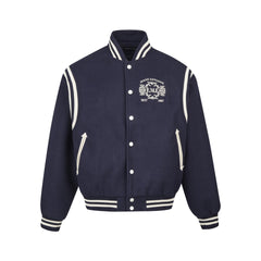 Badge Letter Striped Oversize Jacket