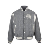 Badge Letter Striped Oversize Jacket