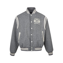 Badge Letter Striped Oversize Jacket