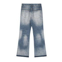 Washed White Micro-lar Wide Leg Jeans