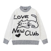 Knitted Love Cat Loose Sweater