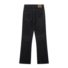 Stripped Ripped Denim Black Jeans