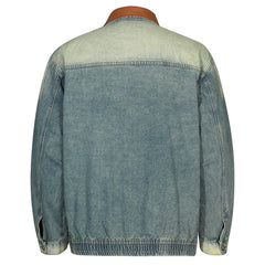 Denim Leather Collar Jacket