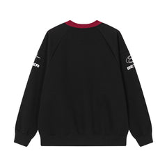 Retro Contrast Raglan Loose Sweater