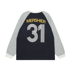 Dual-Tone Sporty Jersey Sweater