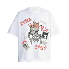 Spikey Skeleton Print T-Shirt