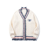 Casual Heart Stitch Wool Cardigan