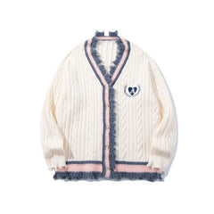 Casual Heart Stitch Wool Cardigan