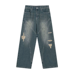 Washed Ripped Vintage Loose Jeans