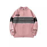Three Stripes Collar Knitted Jacket