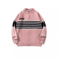 Three Stripes Collar Knitted Jacket