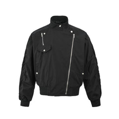 American Retro Slant Zipper Tooling Jacket
