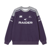 Retro Contrast Raglan Loose Sweater