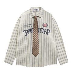 Loose Fit Tie-Stripe Shirt