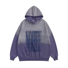 Print Washed Loose Hoodie
