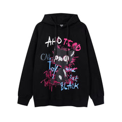 Distressed Cat Loose Hoodie