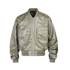 Leather Large Pockets Shiney Jacket