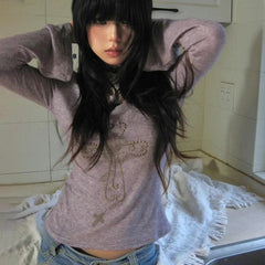 Y2K Knitted Purple Crop Top